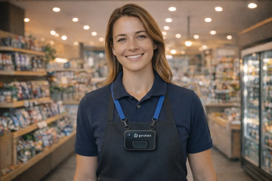 Shop colleague wearing a ShopSafe ONE body camera